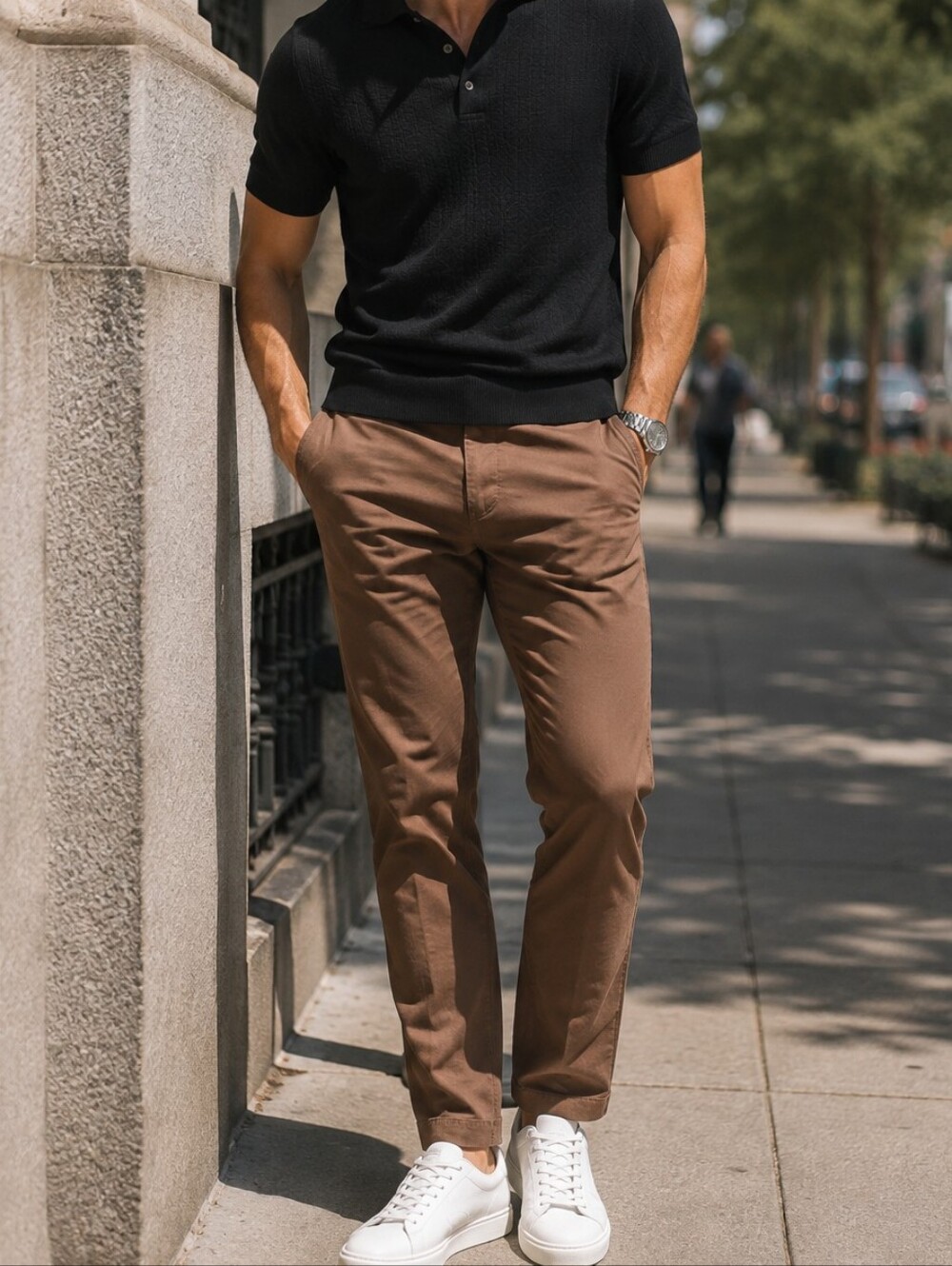 AllSaints Brown 100% Cotton Slim Fit Chino Pants Casual Modern Minimalist Men's